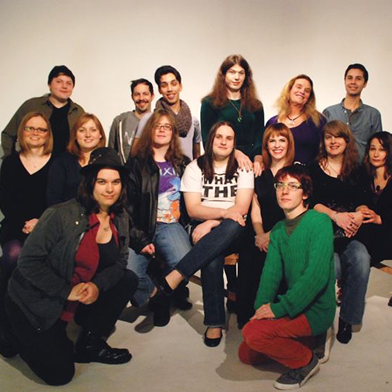 Some of the first Gender Justice League members pose for a group photoshoot in 2012